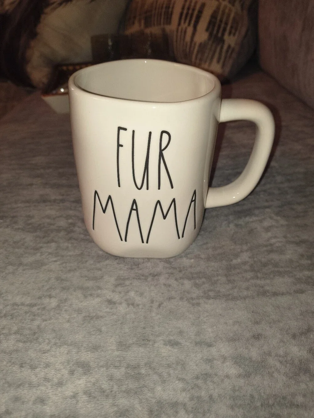 Rae Dunn Fur Mama Ceramic Coffee Mug - White with Black Lettering